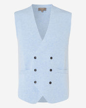 Load image into Gallery viewer, N.Peal Men&#39;s Double Breasted Cashmere Waistcoat Cornflower Blue
