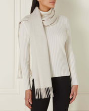 Load image into Gallery viewer, Large Woven Cashmere Scarf Ecru White
