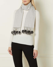 Load image into Gallery viewer, Women&#39;s Fur Bobble Woven Cashmere Scarf Fumo Grey
