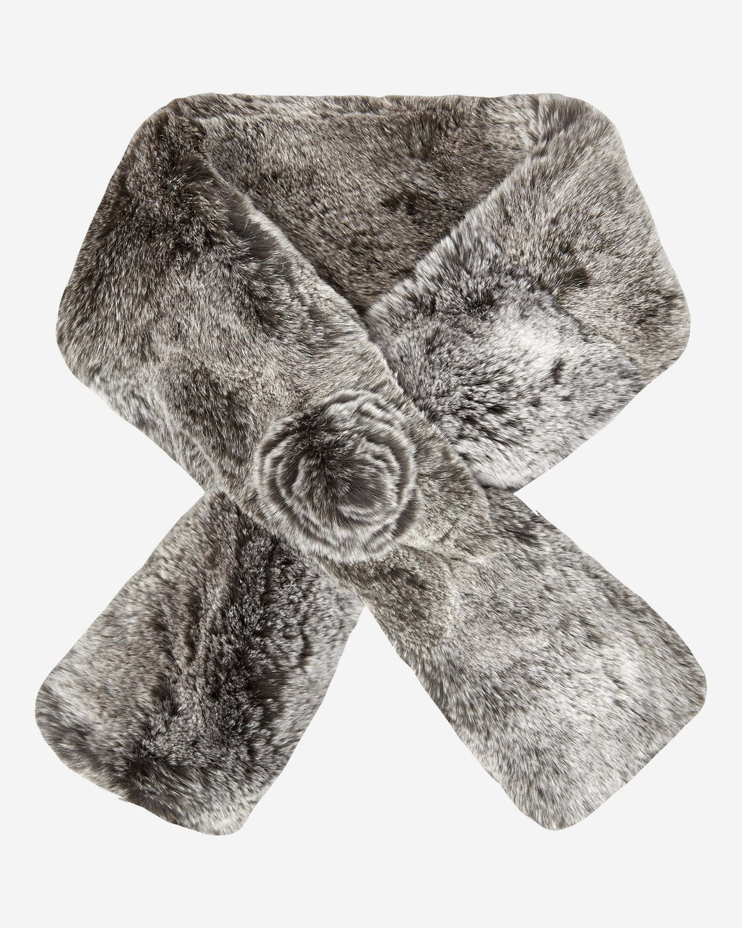 Fur Neck Warmer Charcoal Grey Tipped Fur