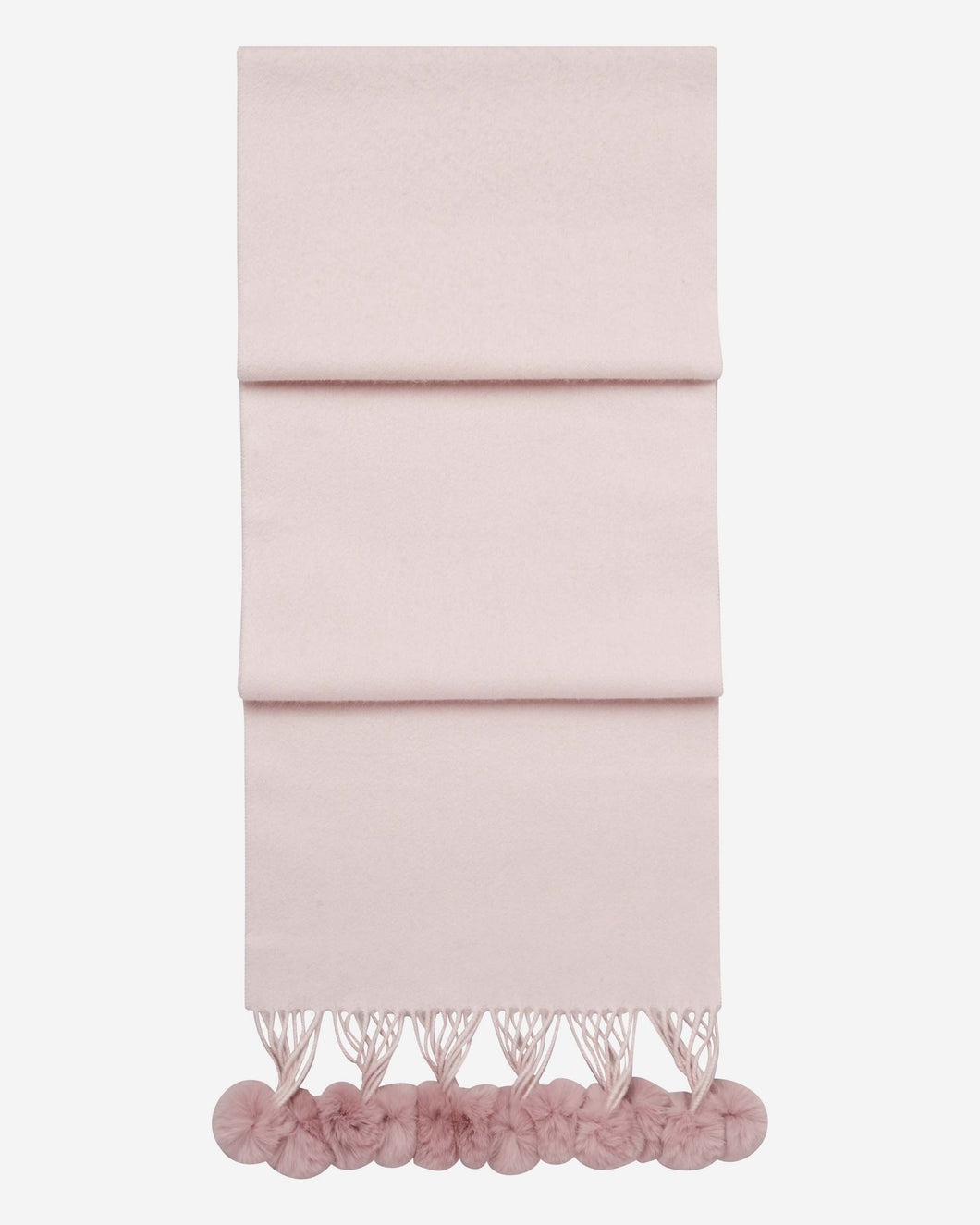 Fur Bobble Woven Cashmere Scarf Dusty Pink + Pink