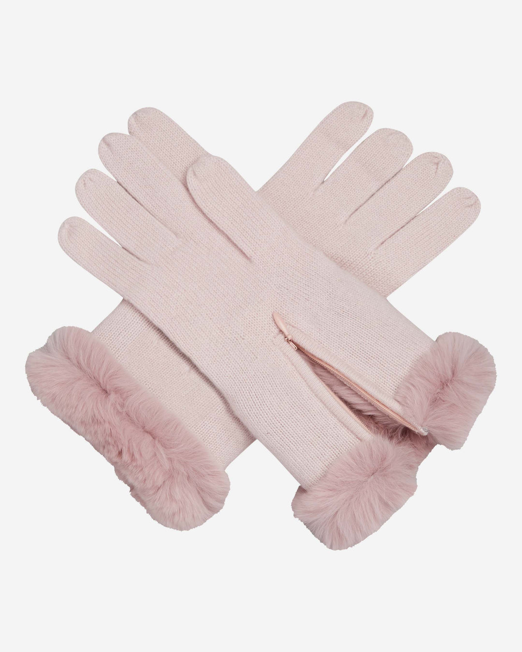 Fur And Cashmere Gloves Dusty Pink + Pink