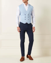 Load image into Gallery viewer, N.Peal Men&#39;s Double Breasted Cashmere Waistcoat Cornflower Blue
