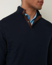 Load image into Gallery viewer, N.Peal Men&#39;s Button Through Polo Jumper Navy Blue
