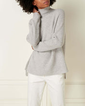 Load image into Gallery viewer, N.Peal Women&#39;s High Neck Ribbed Cashmere Jumper Fumo Grey

