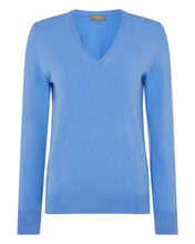 Load image into Gallery viewer, N.Peal Women&#39;s V Neck Cashmere Jumper Atlas Blue
