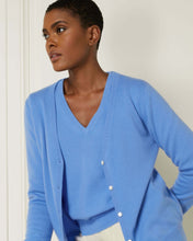Load image into Gallery viewer, N.Peal Women&#39;s V Neck Cashmere Cardigan Atlas Blue

