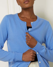 Load image into Gallery viewer, N.Peal Women&#39;s Round Neck Cashmere Cardigan Atlas Blue
