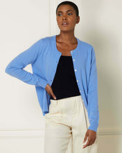 Load image into Gallery viewer, N.Peal Women&#39;s Round Neck Cashmere Cardigan Atlas Blue
